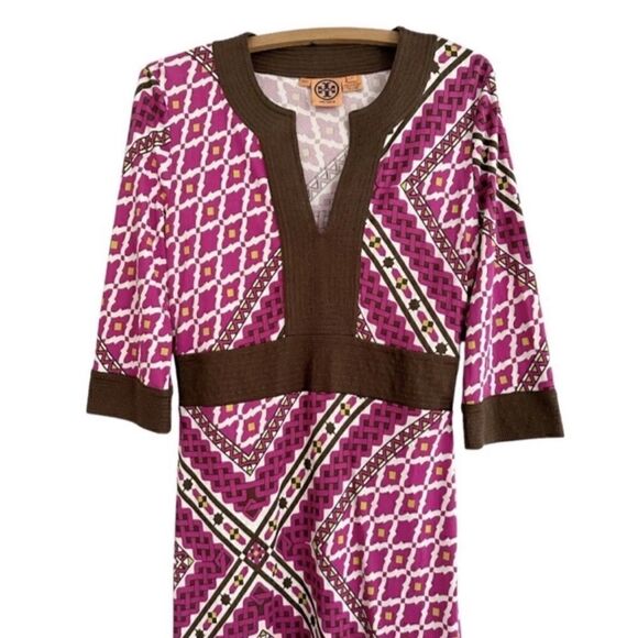 Tory Burch 100% Silk Tunic Pink Geometric Design Dress Size M - Picture 7 of 10